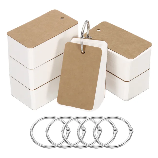 2.8" x 1.5" x 0.28mm Blank Flash Cards with Rings Index Cards Study White 600pcs