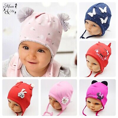 Kids Baby Girls Hats Cotton Infant Cap Tie Up Beanie Stretchy Newborn Hat