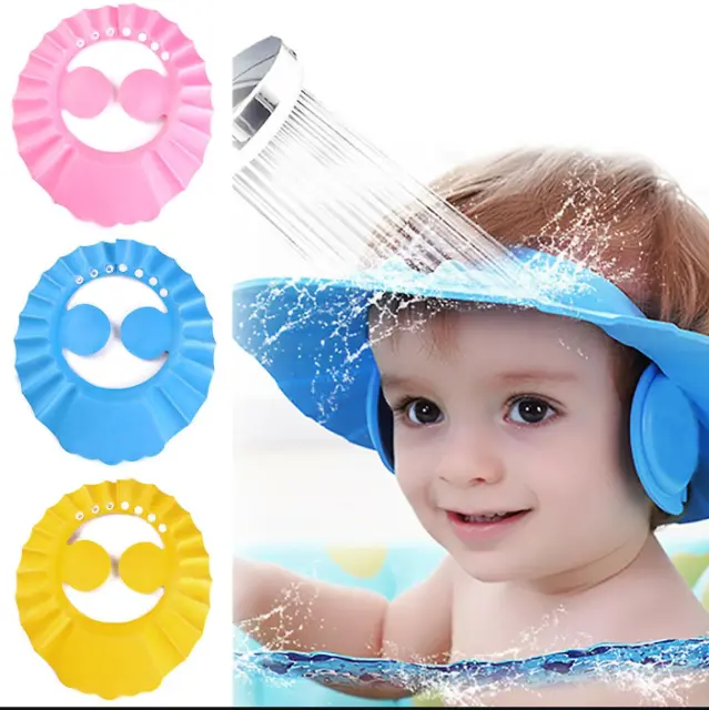 Baby Kids Child Shower Cap For Hair Wash Bath Soft Waterproof Ear Protect Shield