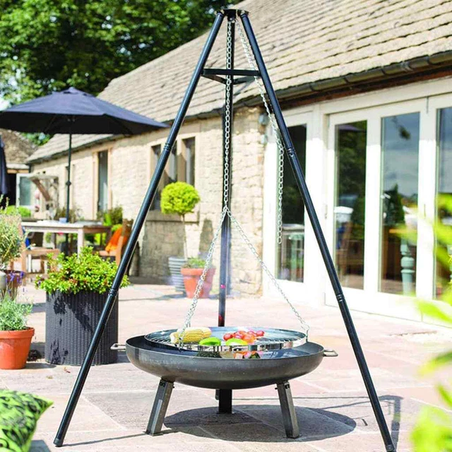 BBGRILL Schwenkgrill BBQ TRIPOD 172cm Schwarz Dreibein Grill Holzkohlegrill R...