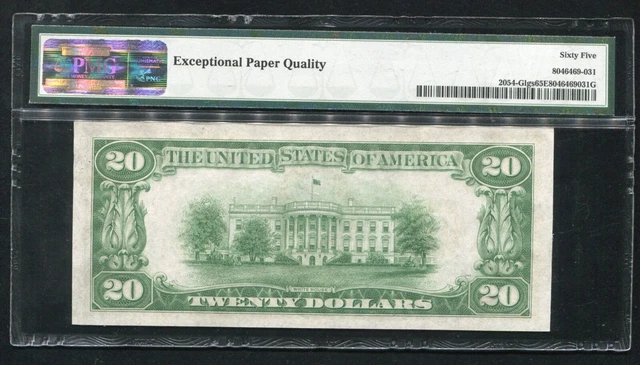 FR. 2054-Glgs 1934 $20 LGS LIGHT GREEN SEAL FRN CHICAGO, IL PMG GEM UNC-65EPQ 2
