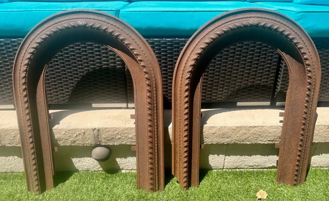 Pair of Antique 19th Century Architectural Cast Iron Fireplace Surround Mantels