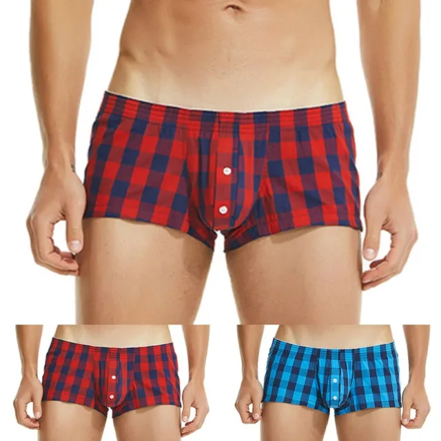 Mens Sexy Underwear-Underpants Soft-Boxers Shorts Briefs Trunks Button Low Rise