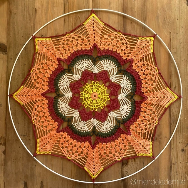 Attrape-rêve Mandala NOVA 55 Cm – Bleu, Macramé Et Dentelle – Fait Main France