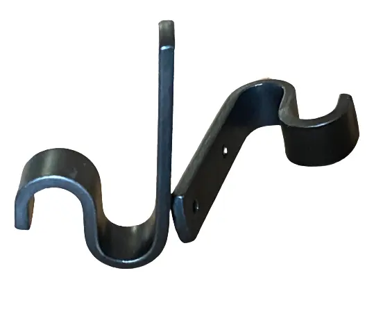 CURTAIN ROD HOOK (PAIR) - Amish Hand Forged Solid Wrought Iron Pole Brackets USA