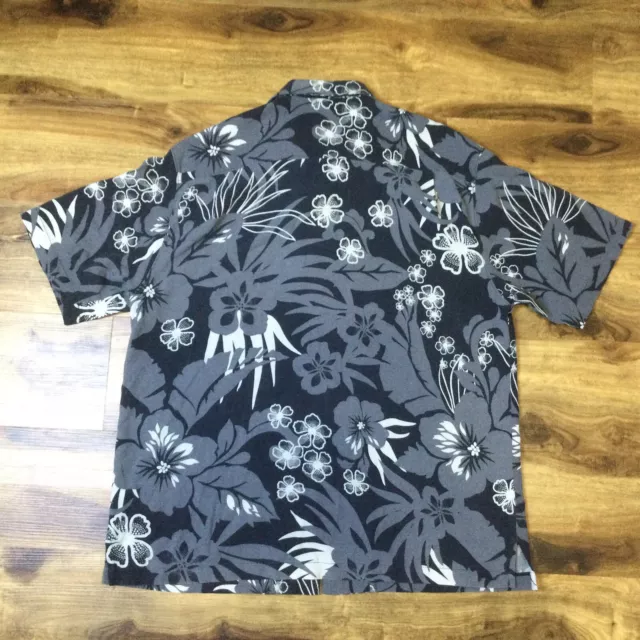 TOMMY BAHAMA MENS XL Hawaiian Shirt Monochrome 100% Silk Floral ...