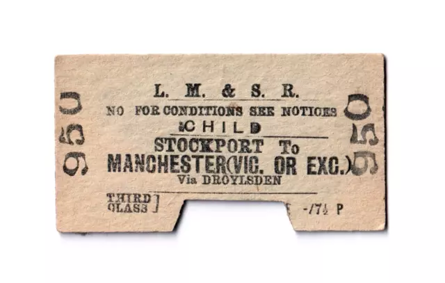 LMS Railway Ticket - Stockport To Manchester Victoria Or Exchange - Third Class