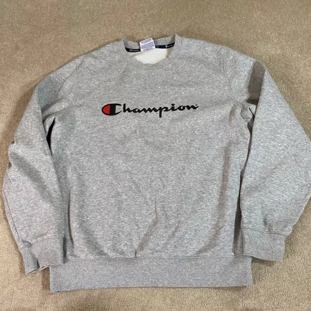 Champion Jumper Mens Large Grey Crew Neck Pullover Casual Sweatshirt Lightweight