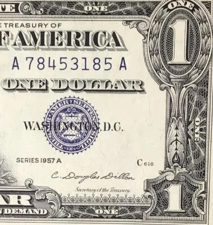 1957A $1 Blue SILVER Certificate Choice Uncirculated! 1 of 2 Consecs X3185!