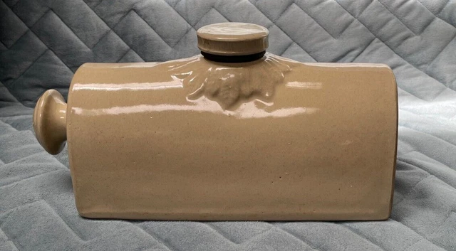 Antique: Bourne Denby, England.  Foot warmer 2 Pint Bedwarmer Stoneware .