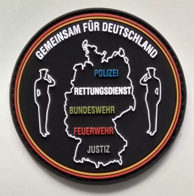 Klettpatch Rubberpatch rund ca. 7 x 7 cm. Polizei, Feuerwehr, Justiz, Bundeswehr