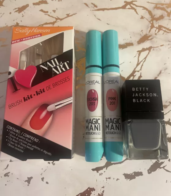 Beauty Nail Care Bundle L’Oreal Sally Hansen Betty Jackson Black Nail Art Polish