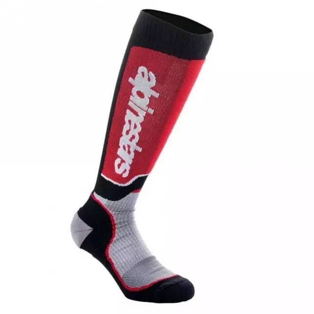 Alpinestars (Adult) MX Plus MX Motocross Enduro Socks (Black/Grey/Red)