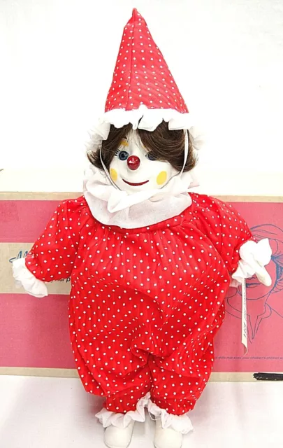 Marjorie Spangler Porcelain The Little Clown 16" Doll  Red Outfit Original Box