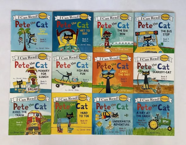 Pete the Cat Childrens Kids Books Phonics I Can Read Set Lot 12