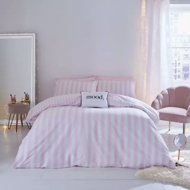 Sassy B Stripe Tease Duvet Covers Pink White Reversible Quilt Cover Bedding Sets