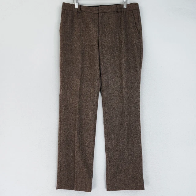 Banana Republic Pants Womens 10 Brown Houndstooth Reegan Wool Straight Leg Dress