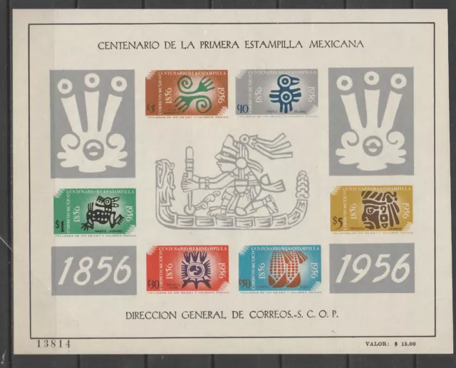 th1 Mexique centenaire du timbre bloc  poste Non Dentelé   1956 num BF 1 **