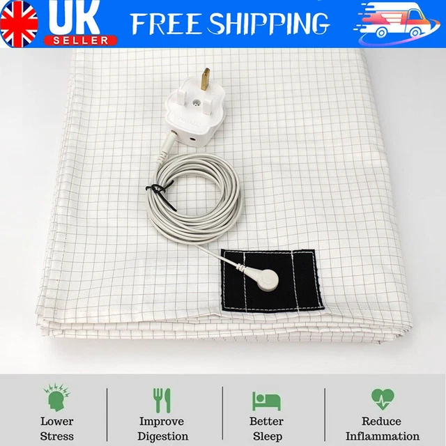 Grounding Mat For Bed - 5% Silver Fiber Conductive Mat - 23x35 Inch With 15ft Cord For Better Sleep