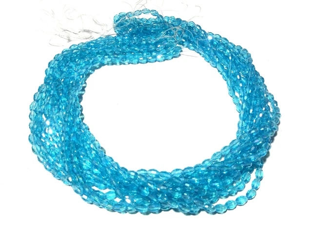 5 Strand Swiss Blue Quartz Barrel Faceted 4x6mm Hydro Loose Beads 13"inch