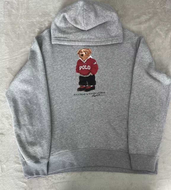 Polo Ralph Lauren Bear Hooded Sweatshirt Size Xl Hoodie Usa