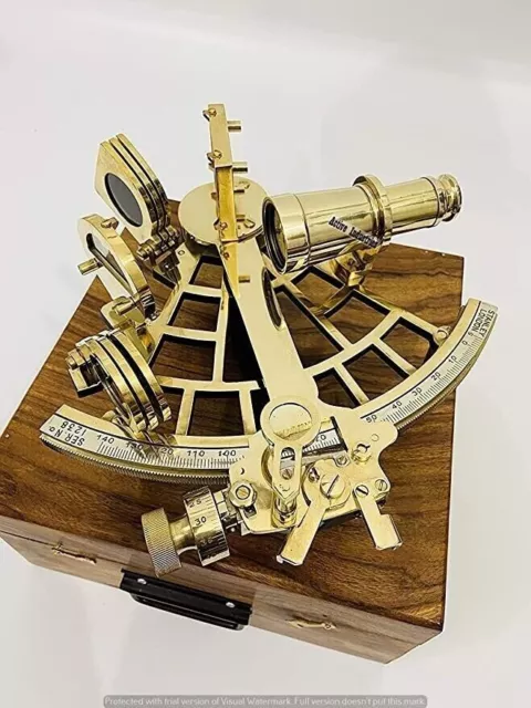 Nautical Brass Navigation Real Sextant Vintage Antique Collectible 9'' Working