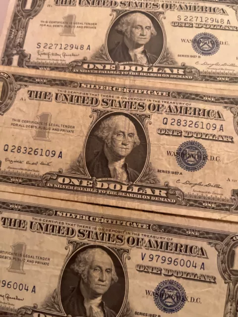 1957 $1 Blue Seal Silver Certificate Each Lot Is One Note