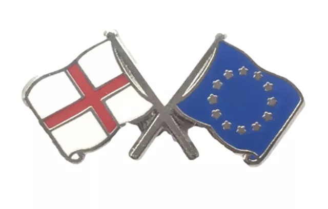 England & EU European Union Flags Friendship Courtesy Enamel Lapel Pin Badge