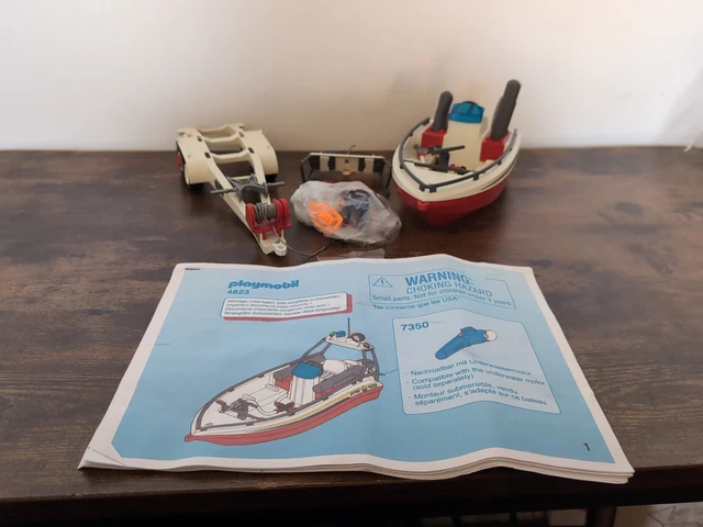 PLAYMOBIL 4823 BARCO de Bomberos y Remolque Completo Con