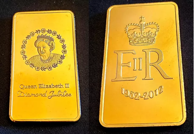 Queen Elizabeth II Gold Bar Diamond Jubilee Prince Harry Spare William Andrew UK