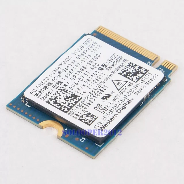 SSD Western Digital PC SN530 NVMe 256 GB Gen3 X4 Formato 2230 - Usato Testato