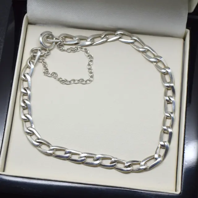 Sterling Silver 925 5mm Bracelet ELONGATED 7" CURB CHAIN Gift for Her