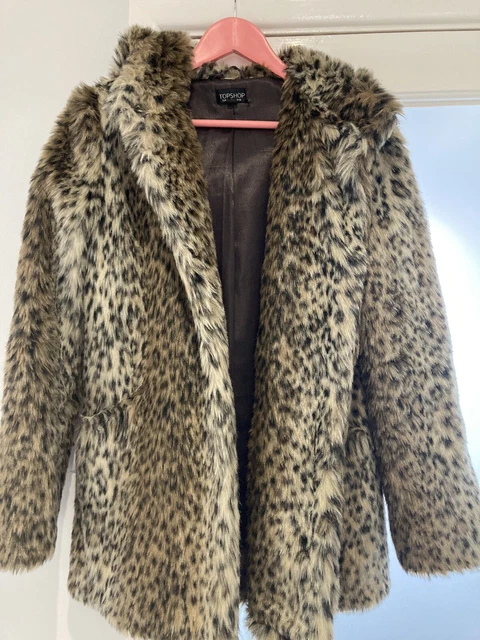 Topshop leopard on sale faux fur coat