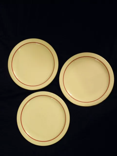 Set of 3 Vintage SYRACUSE Restaurant 71/4" Plates, Econo Rim,Cardinal Lines,Red