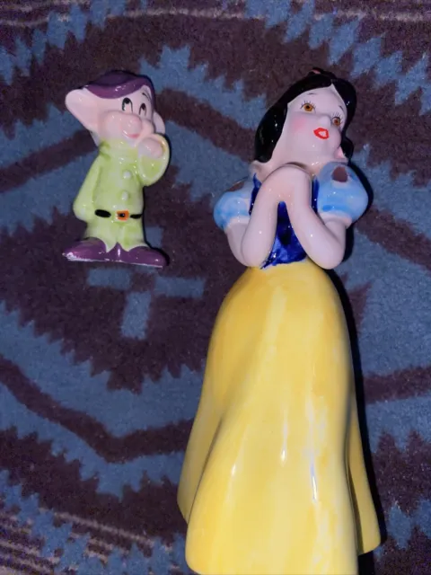 Disney Snow White and Dopey Vintage Figurines Made In Japan Disneyland Rare