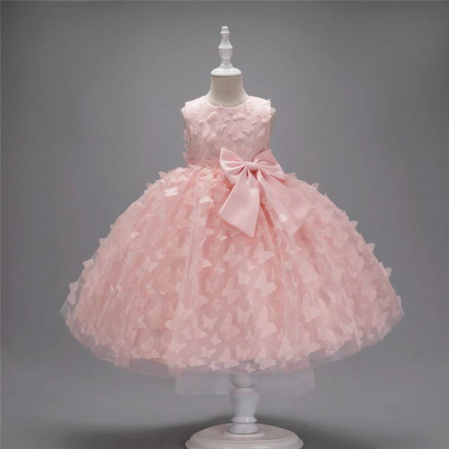 Principessa Bambini Rete Serbatoio Abiti Maniche Carino Fiocco Farfalla Birthday