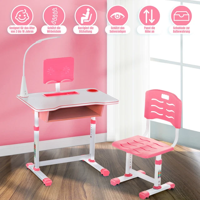 Scrivania bambini regolabile in altezza scrivania ragazzi scrivania + sedia rosa