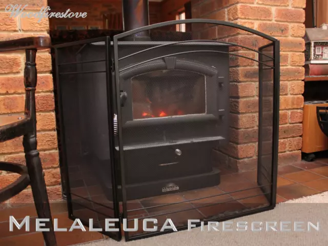 FIRE SCREEN / GUARD SHIELD / FIREPLACE FIRESCREEN / BLACK IRON 3 PANEL Mela