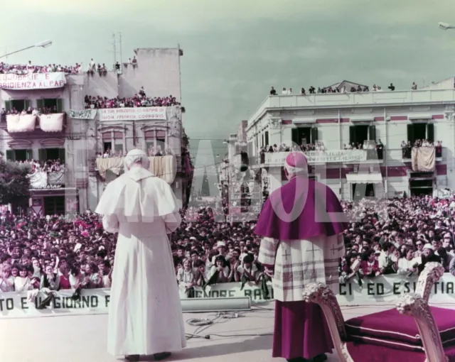 Foto vintage Reggio Calabria, Papa Giovanni Paolo II, in visita, stampa 20x25cm