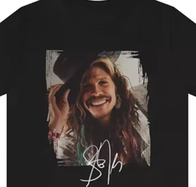 Aerosmith Steven Tyler signed black T-shirt Cotton Tee all sizes S-5XL JJ2459