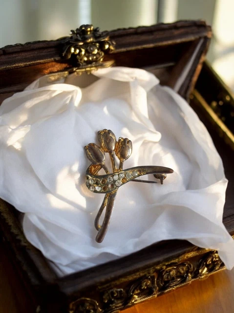 Broche vintage avec noeud, plaque en or laminé 18 carats, époque rétro, fabriqué en Allemagne, épingle