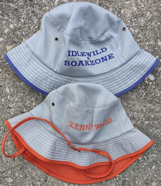 2 Vintage Amusement Park Gray Bucket Hats-Kennywood & Idlewild Soakzone-One Size 2 Vintage Amusement Park Gray Bucket Hats-Kennywood & Idlewild Soakzone-One Size