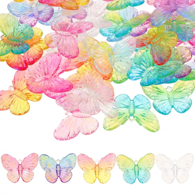 50 Mini Acrylic Butterfly Charms for Jewelry Making & Crafts-SH