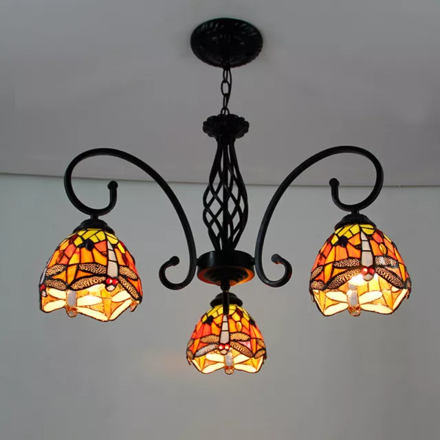 Pendant Lamp Tiffany Stained Glass dragonfly sunflower chandelier 3 light heads