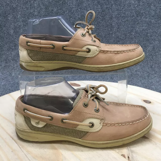 Sperry Top Sider Boat Shoes Womens 8.5 M Bluefish 9276619 Tan Leather Lace Up