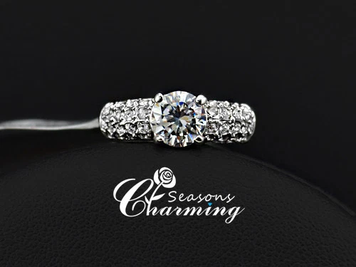 WHITE GOLD PLATED 1.5ct Cubic Zirconia With Rhinestones Studded Wedding ...