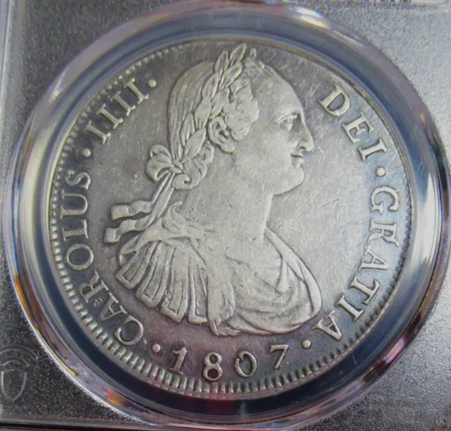 Guatemala: Charles IV 8 Reales 1807 NG-M XF Details (Scratch) PCGS.