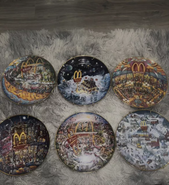 Full Set of 6 Franklin Mint McDONALD'S COLLECTOR PLATES by Bill Bell - 1994