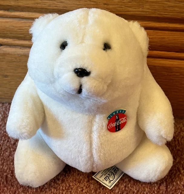 Vintage 1993 Coca-Cola Polar Bear Stuffed Plush Animal Toy 7" Sitting