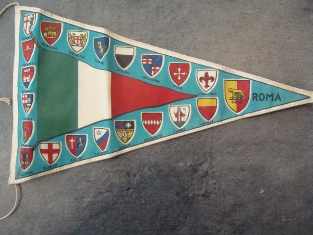 VINTAGE - Fanion - ITALIE - Armoiries des grandes villes - En nylon - 26 cm